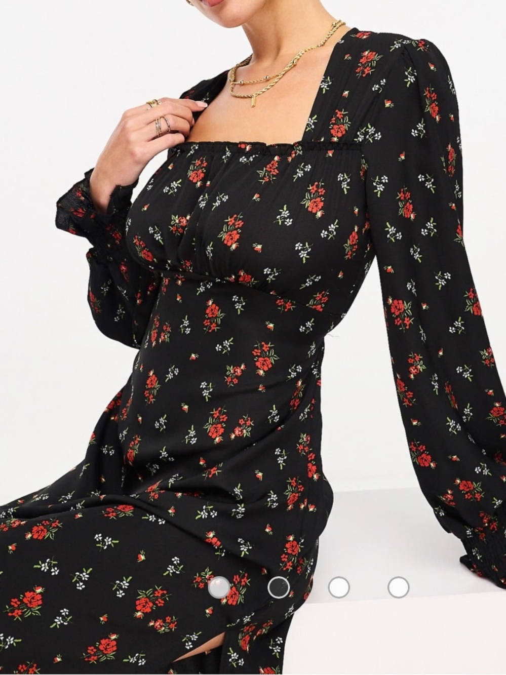 QED London sweetheart neck midi dress